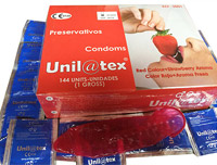 Preservativos Unilatex sabor fresa en cajas de 144 unidades